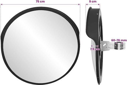 vidaXL Traffic Mirror 75cm In Black Color