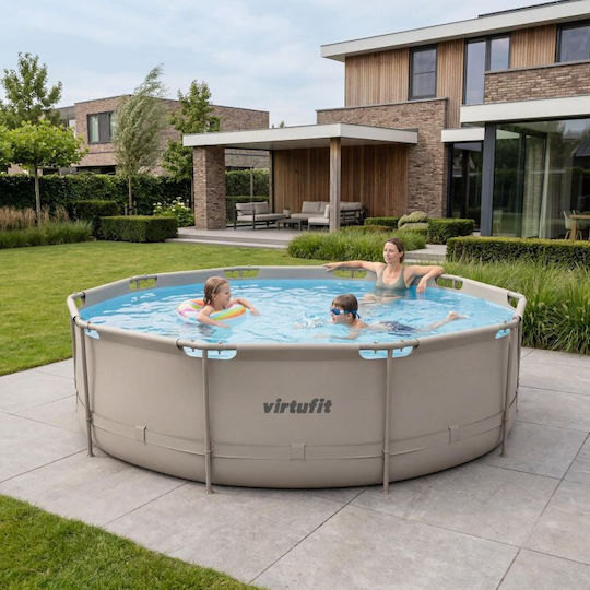 Virtufit Round PVC Swimming Pool with Metallic Frame Beige