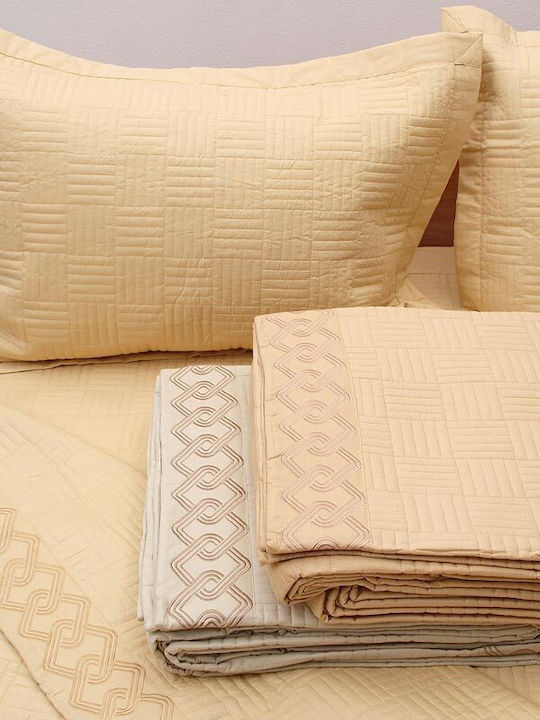 Sunshine Percale Tagesdecken Übergröße aus Perkal Beige 220x240cm