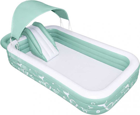 ikonka Piscină Pentru copii PVC Gonflabilă 262x175x60cm Verde
