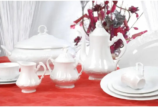 Cryspo Trio Regina Porcelain White Tea Set 15 Pieces