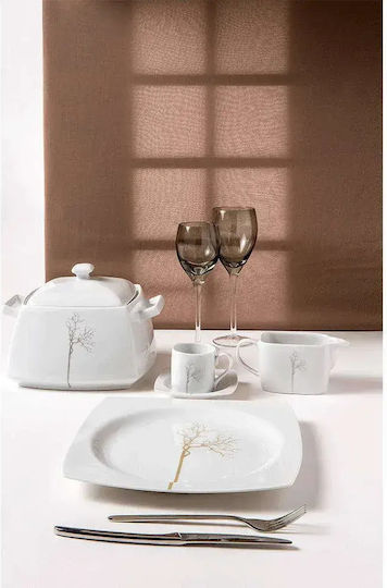 Cryspo Trio Kyoto Porcelain White Tea Set 9 Pieces