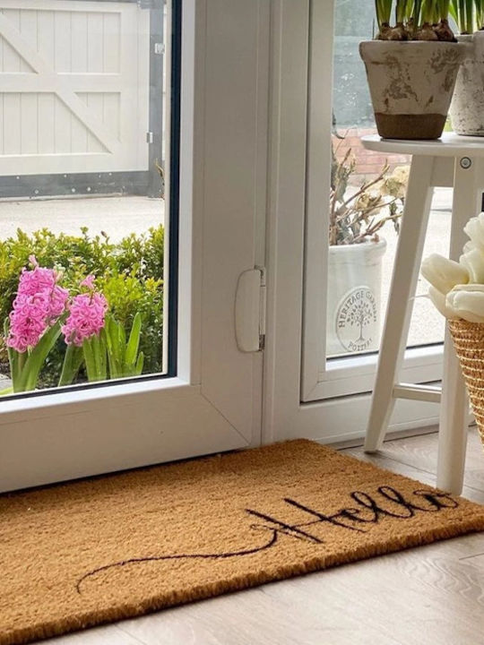 Artsy Mats Doormat Made of Coconut Tree with Non-Slip Backing Hello Scrible 120x40cm