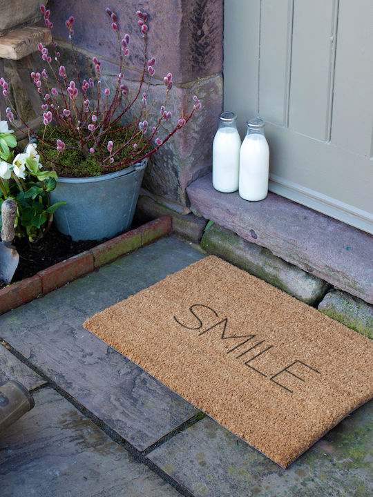 Artsy Mats Doormat Made of Coconut Tree with Non-Slip Backing Smile 60x40cm