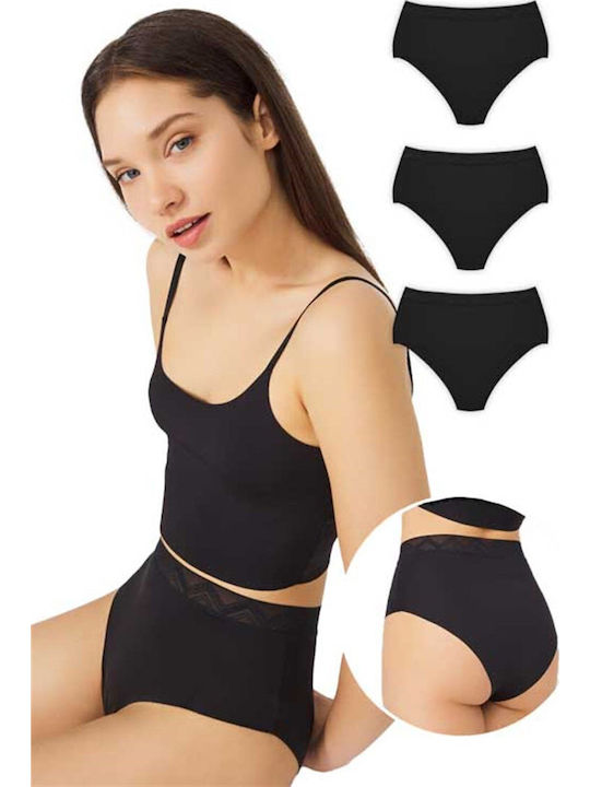 Set Bikini 3 Τεμαχίων Ψηλόμεσο Μαύρα