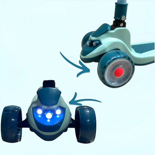 Kids Foldable 3-Wheel Scooter with LED Lighting for 6+ Years Green