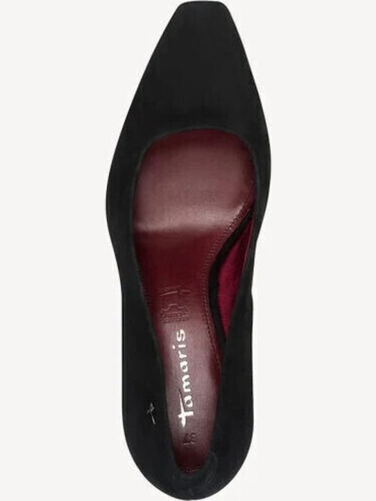 Wildleder Spitze Zehe Pumps mit Mittelhohem Absatz Schwarz