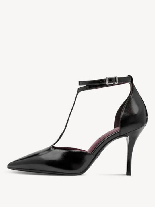 Pointed Toe Heels with Stiletto Heel and Strap Black