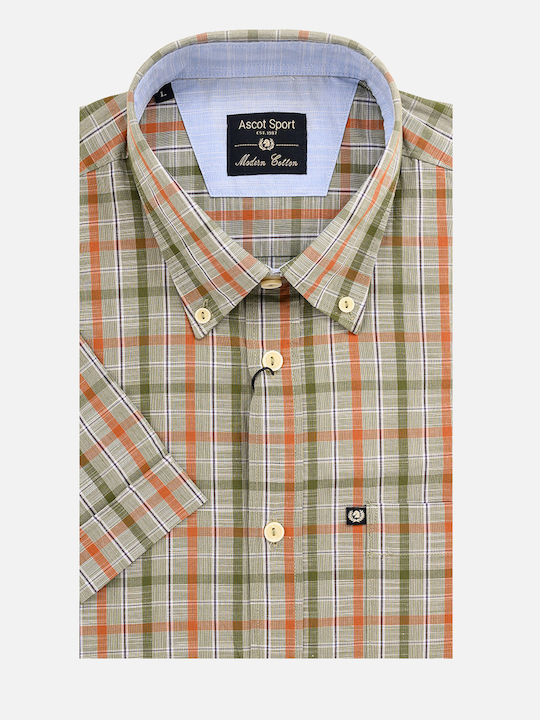 Ascott Short Sleeve Shirt Regular Fit Checked Olive