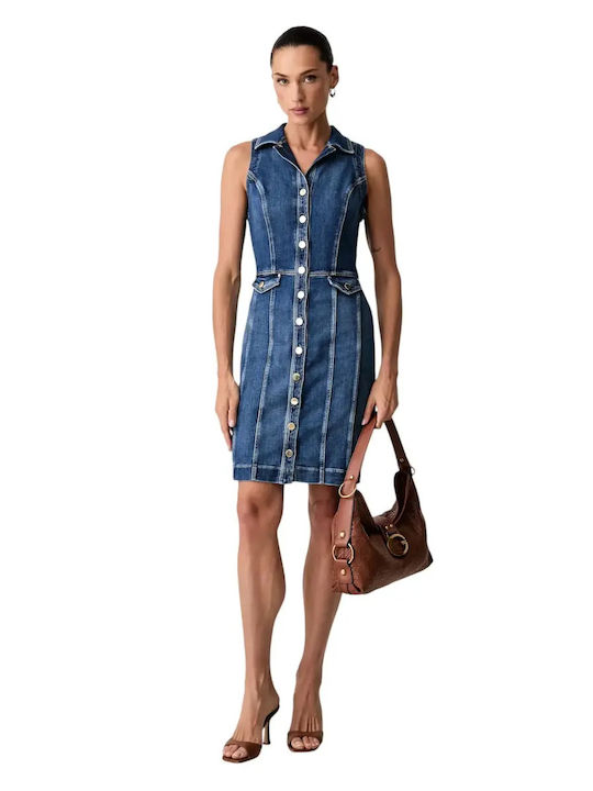 Summer Mini Denim Dress Blue W6YK24D1763 TWNS
