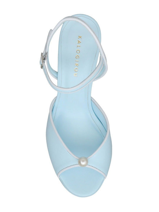 Leather Light Blue Sandals Hilary