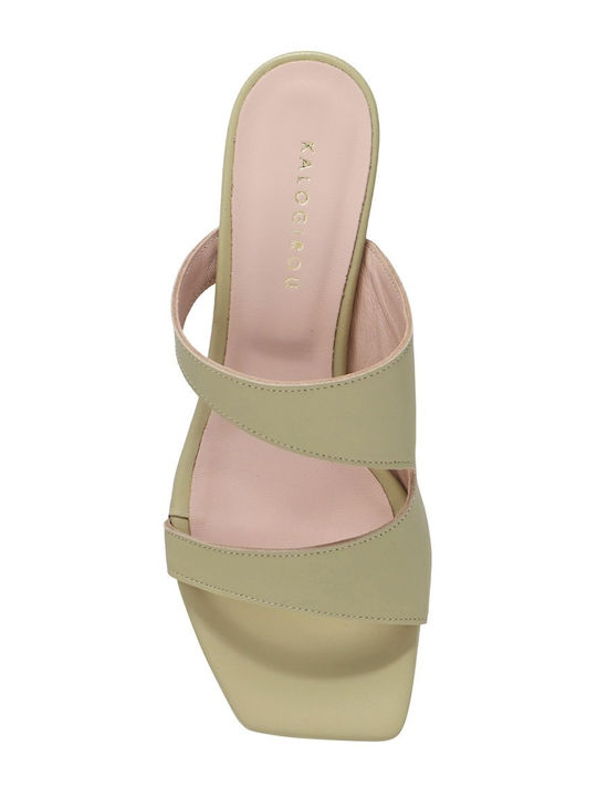 Leather Green Sandals VIRGINIA