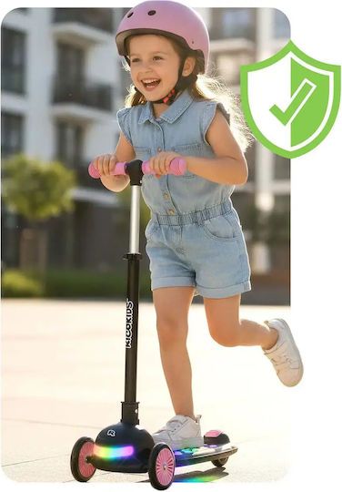 Ricokids Scuter Copii Pliabil 3 Roți Cu Iluminare LED Negru