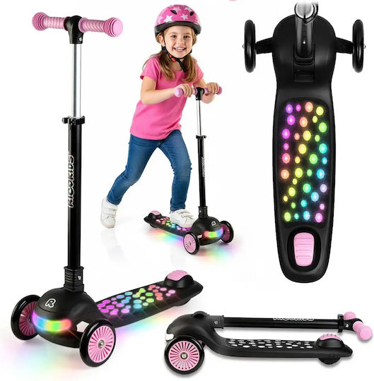 Ricokids Scuter Copii Pliabil 3 Roți Cu Iluminare LED Negru
