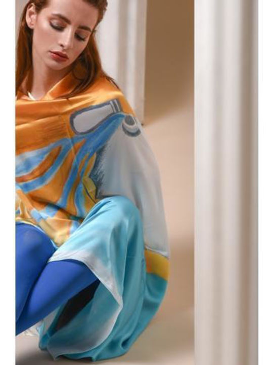 Enareti Damen Seiden Schal Hellblau