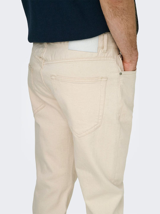 Herren Jeanshosen Ecru