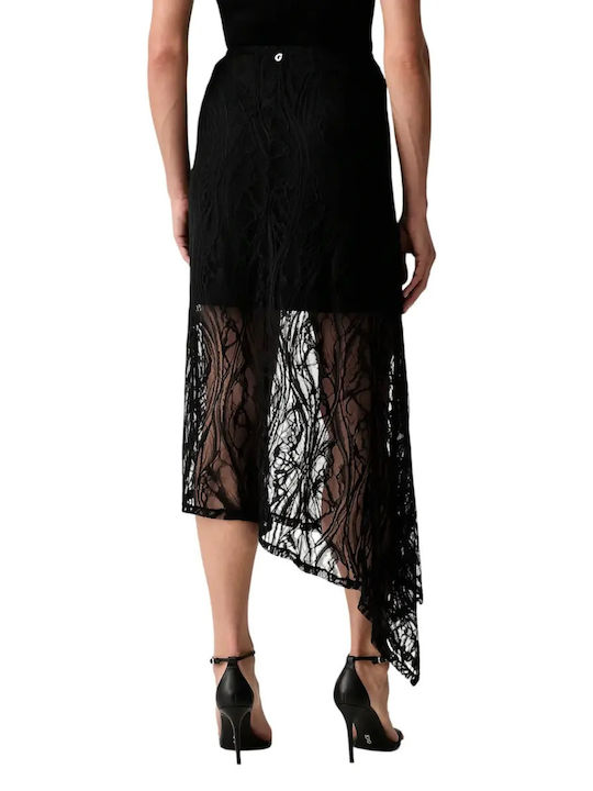 Hohe Taille Midi Damenrock Schwarz