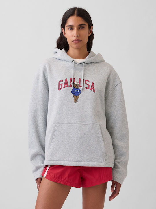 Φούτερ με Κουκούλα Light Heather Grey