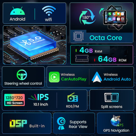 Junsun Ραδιόφωνο Αυτοκινήτου 1 DIN (Bluetooth/USB)