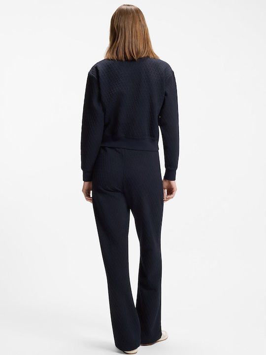 Long Women's Cardigan with Zipper Dark Blue