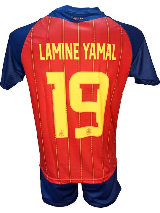 Kids Football Kit Lamine Yamal Red Blue Spain National Team 300626-03