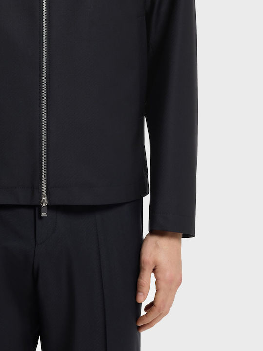 Winter Men’s Suit Jacket with Slim Fit Dark Blue