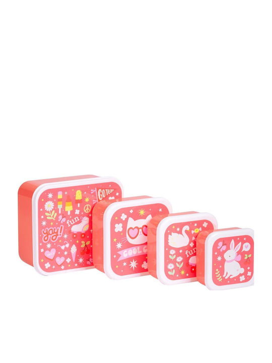 A Little Lovely Company Fun School Set Pink 23.5 x 10 x 30cm + Lunchbox Set