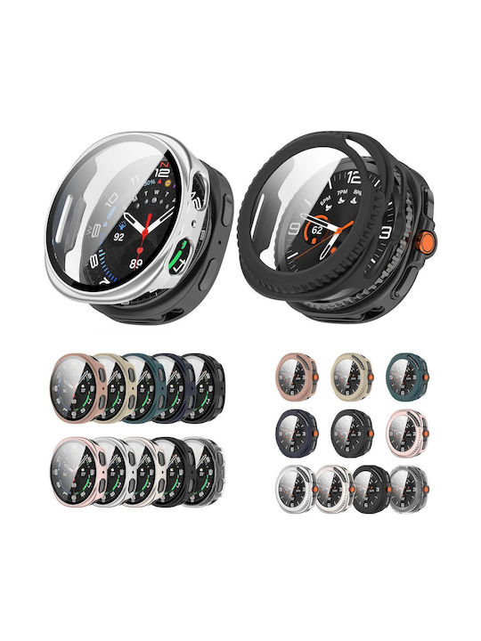 Plastic Case with Tempered Glass in White Colour for Samsung Galaxy Watch 8 40mm