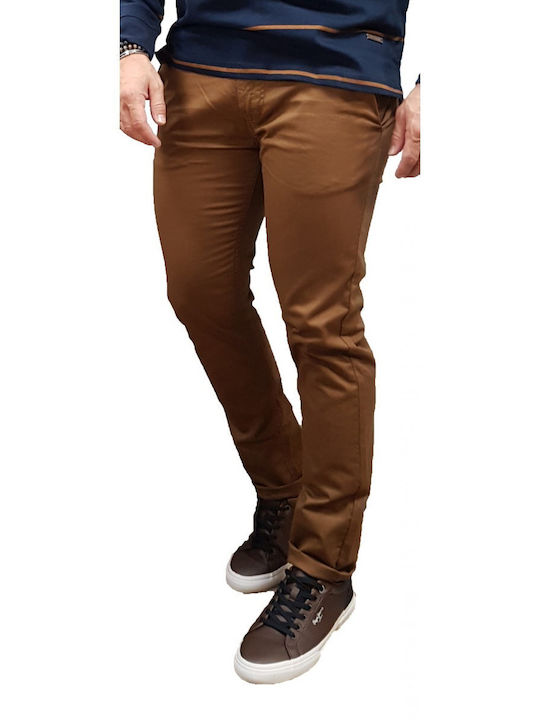 Chino Elastic Trousers in Skinny Fit Coffee Brown