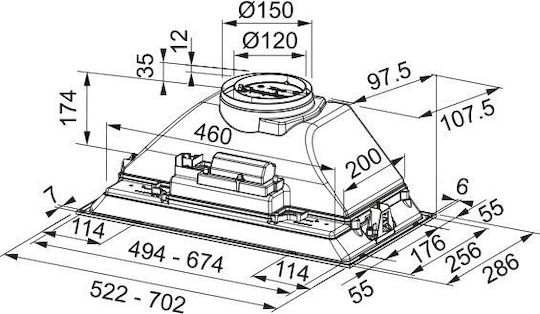 Franke FBI GR Μηχανισμός Απορρόφησης 52cm Inox με Wi-Fi