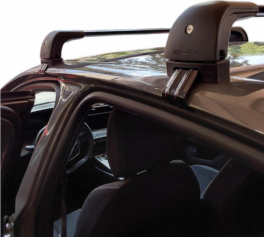 Nordrive Aluminum Car Roof Bars Silenzio for Peugeot 308 Citroen CX 2021+ Set with Roof Rack Legs and Lock Black