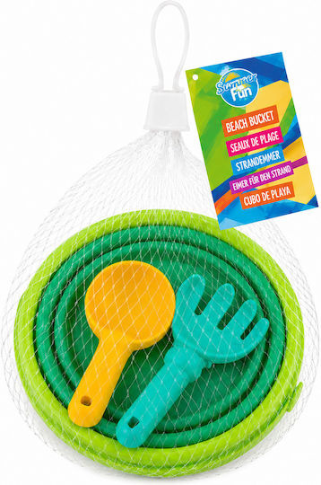 Eddy Toys Folding Beach Bucket Shovel & Rake 15x15cm