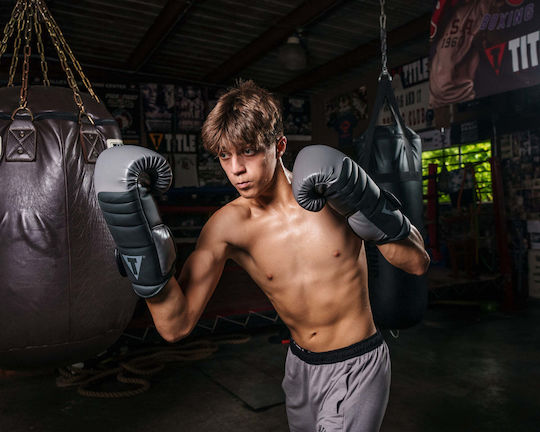 Title Boxing Boxhandschuhe aus Kunstleder für Sack Grau