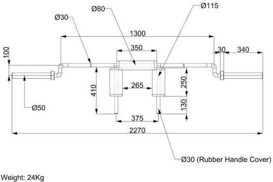 Tiguar ​Squat Bar Φ30mm 25kg χωρίς Κολάρα