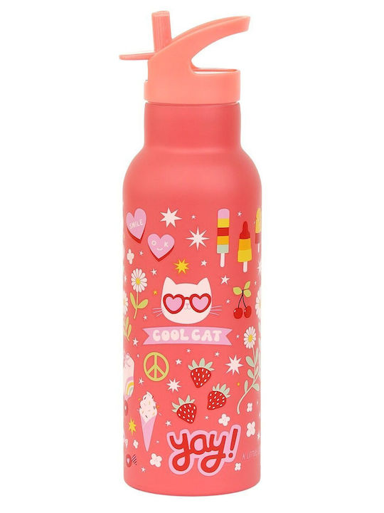 A Little Lovely Company Fun Kindergarten Backpack Pink 23.5 x 10 x 30cm Water Bottle Holder + Water Bottle