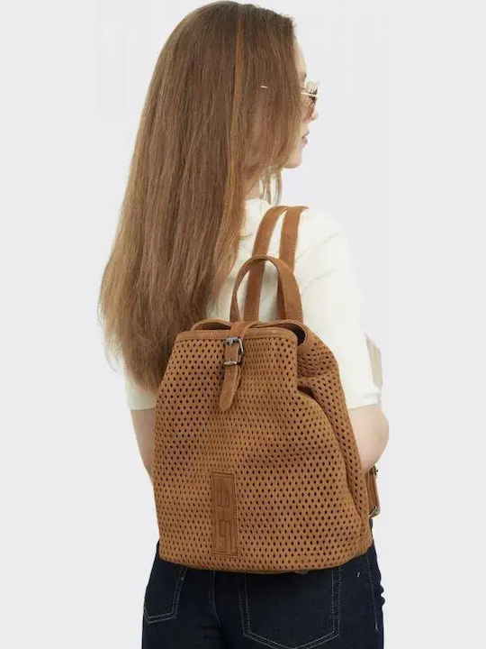Net Planet Leather Women's Backpack Tabac Brown