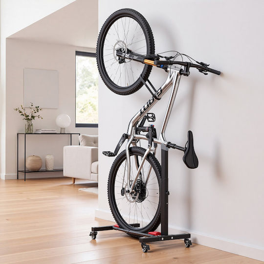 Vevor Self-Supporting Floor Bicycle Stand Vertical Horizontal Adjustable Wheels Brake Steel Wheels 508-737 Mm Black Jyzxctfjxclse66gj001v0