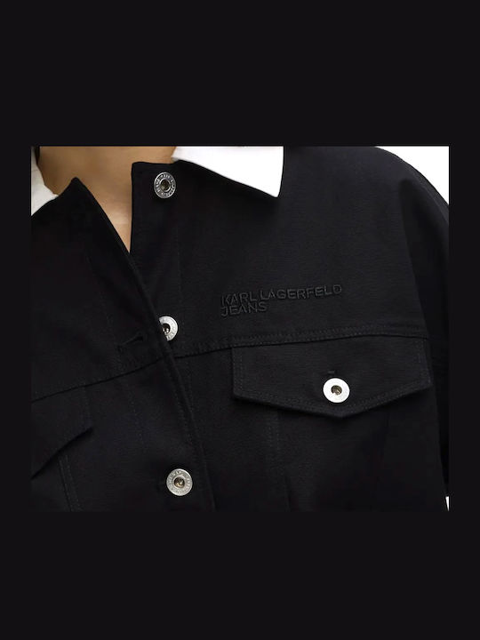 Long Women's Jacket for Winter White- Black
