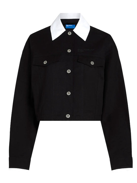 Long Women's Jacket for Winter White- Black