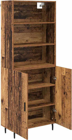Bookcases Highboard Old Wood (2 Pieces) 69.5x32.5x180 cm