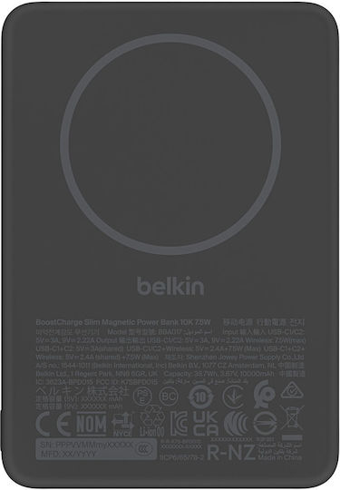 Belkin BoostCharge Slim MagSafe Qi2 Power Bank 10000mAh Black