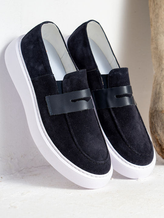 Mocasini Bărbați Loafers Din Catifea Albastru