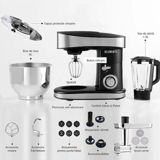 KB Elements Mixer Planetar 2000W Cu Bol Din Inox 7.5lt Gri