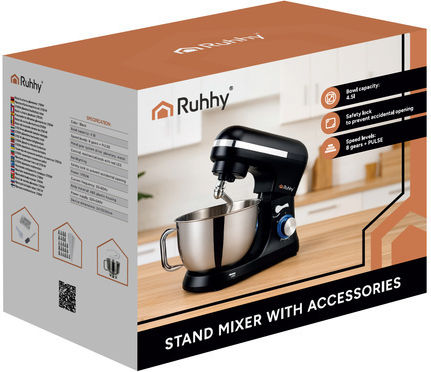 Ruhhy Kuzinomihană 1000W Cu Bol Inox 4.5lt Gri