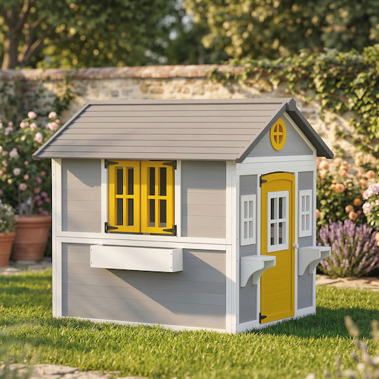 Outsunny Multifunctional Wooden Kids Garden Playhouse Grey