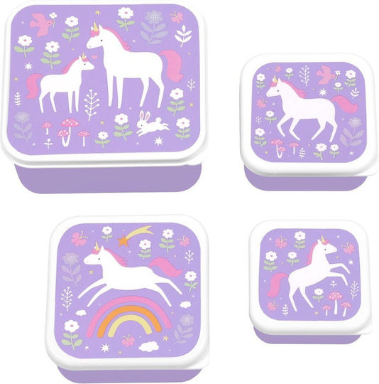 A Little Lovely Company Plastic Kids' Dinner Set Unicorns 0.35lt Purple