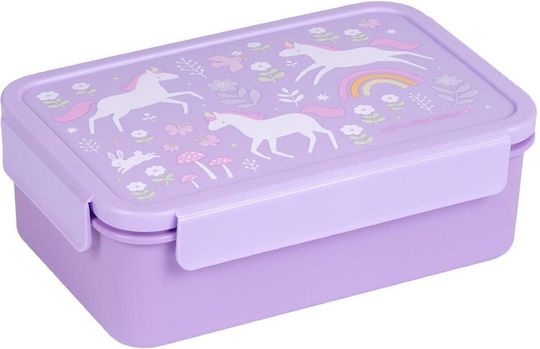 A Little Lovely Company Πλαστικό Παιδικό Σετ Φαγητού 0.5lt Unicorn Dreams + μπουκάλι με διπλό τοίχωμα