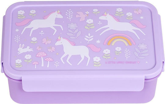 A Little Lovely Company Πλαστικό Παιδικό Σετ Φαγητού 0.5lt Unicorn Dreams + μπουκάλι με διπλό τοίχωμα