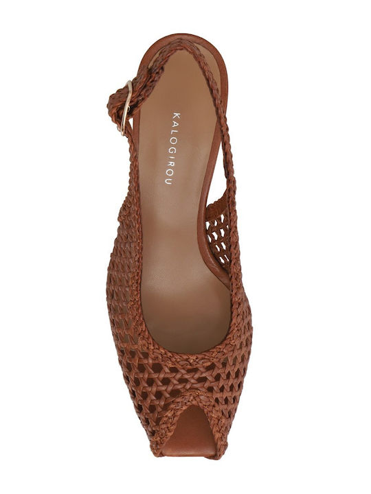 Leather Heels with Medium Heel Beige