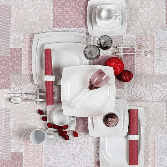 Cryspo Trio Marsala White Porcelain Dinnerware Set 20pcs